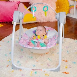 BRIGHT STARTS Balancelle bébé électrique compacte – Animaux, rose