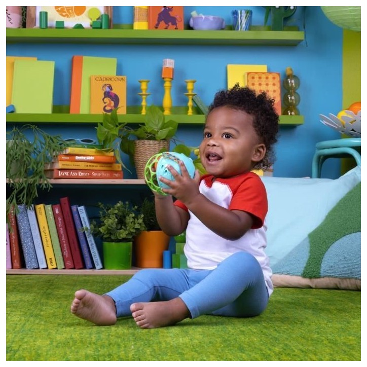 BRIGHT STARTS Hochet musical lumineux -- Giggle & Glow - Jouet éléphant - Oball facile a saisir - 0M+