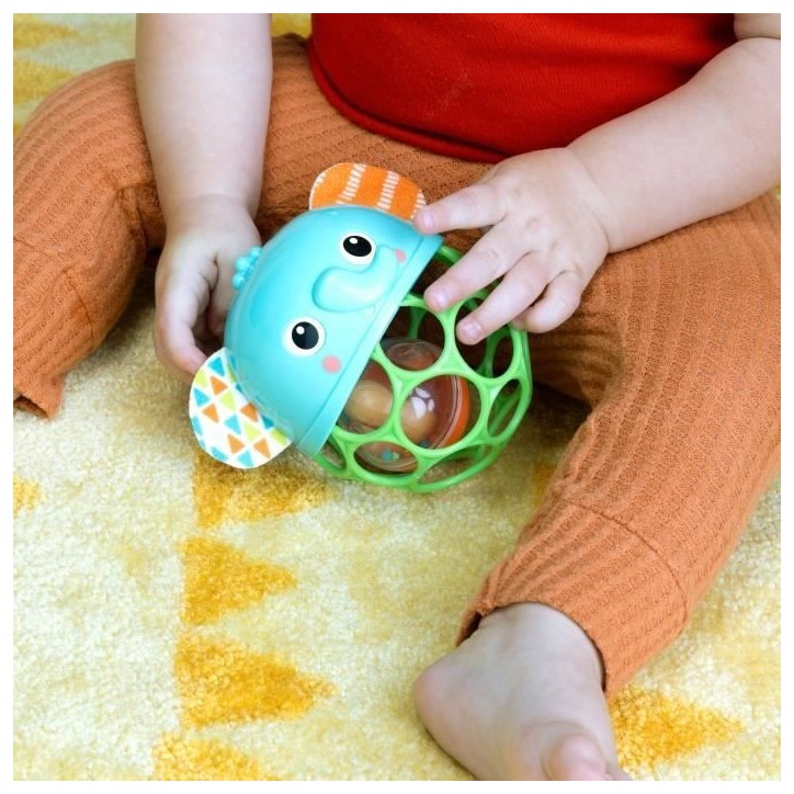 BRIGHT STARTS Hochet musical lumineux -- Giggle & Glow - Jouet éléphant - Oball facile a saisir - 0M+