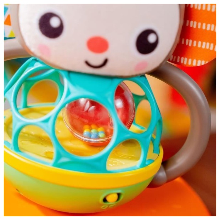 BRIGHT STARTS Jouet hochet musical et lumineux Grab - Giggle Monkey - Avec Oball attrape facile - 6M+