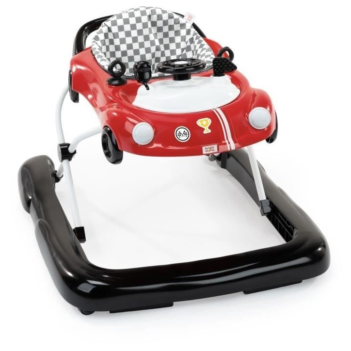 BRIGHT STARTS Trotteur bébé pliable 3 en 1, petite voiture , 3 modes de jeux évolutifs, rouge, Cadeau Noel bébé