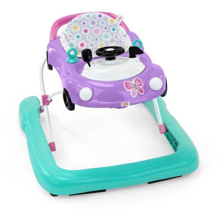 BRIGHT STARTS Trotteur bébé pliable 3 en 1, petite voiture, 3 modes de jeux évolutifs, violet, Cadeau Noel bébé