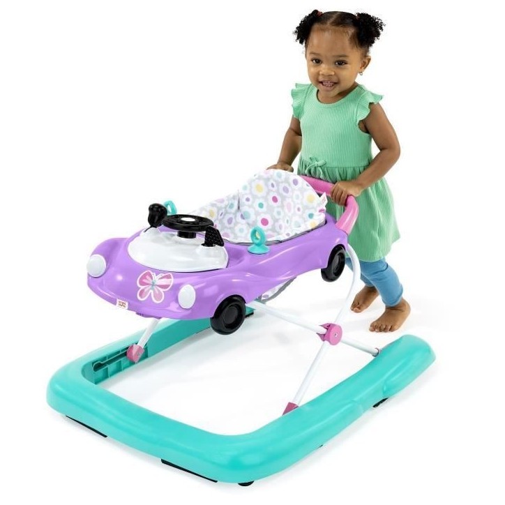 BRIGHT STARTS Trotteur bébé pliable 3 en 1, petite voiture, 3 modes de jeux évolutifs, violet, Cadeau Noel bébé