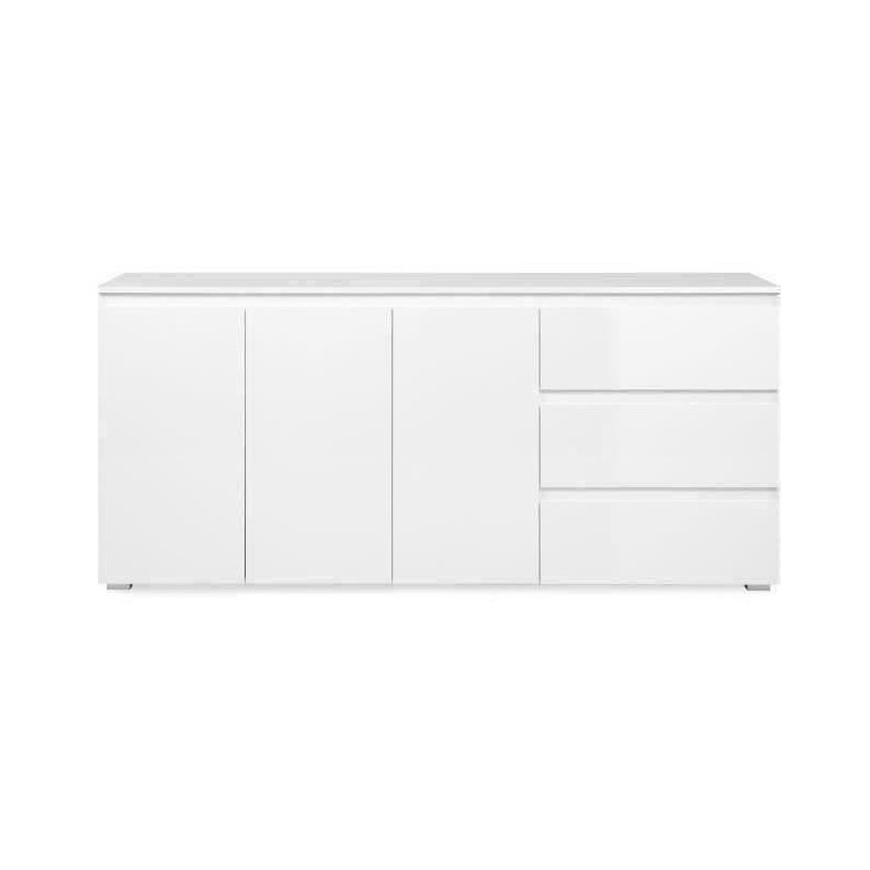 Buffet Capetown - Décor blanc brillant - Panneaux de particules - 3 p Buffet Capetown - Décor blanc brillant - Panneaux de particules - 3 p