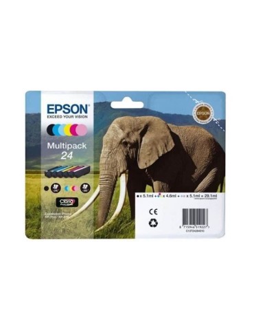 EPSON Multipack 24 - Eléphant - Noir, jaune, cyan, magenta, magenta clair, cyan clair (C13T24284011)