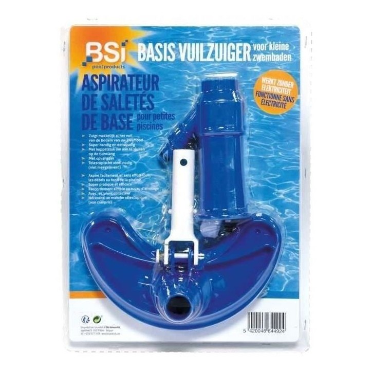 Aspirateur de fond manuel - BSI - Avec sa poche pour les détritus de la piscine - 30cm