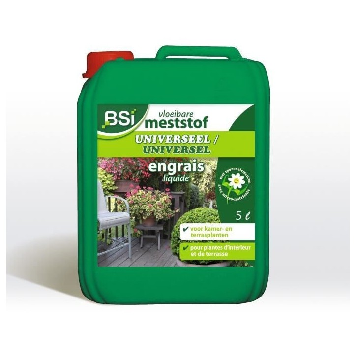 BSI - Engrais Universel - Liquide - Pour Plante d'Intérieur Ou Balcon - Avec Oligo-éléments Et Chélates - 5L BSI - Engrais Universel - Liquide - Pour Plante d'Intérieur Ou Balcon - Avec Oligo-éléments Et Chélates - 5L