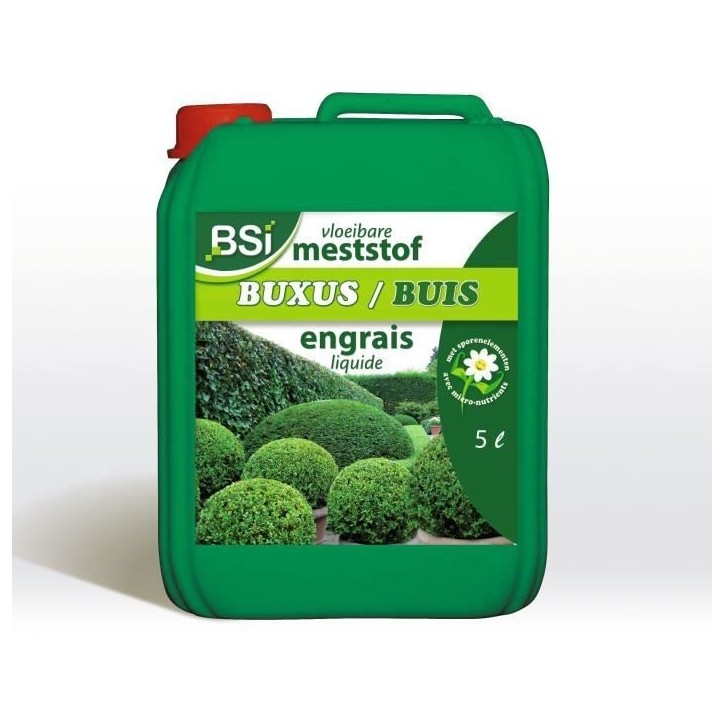 BSI - Engrais Minéral - Liquide - Pour Buis - Pour Les Especes De Buis - Oligo-Eléments Solubles Dans l'Eau - 5L BSI - Engrais Minéral - Liquide - Pour Buis - Pour Les Especes De Buis - Oligo-Eléments Solubles Dans l'Eau - 5L