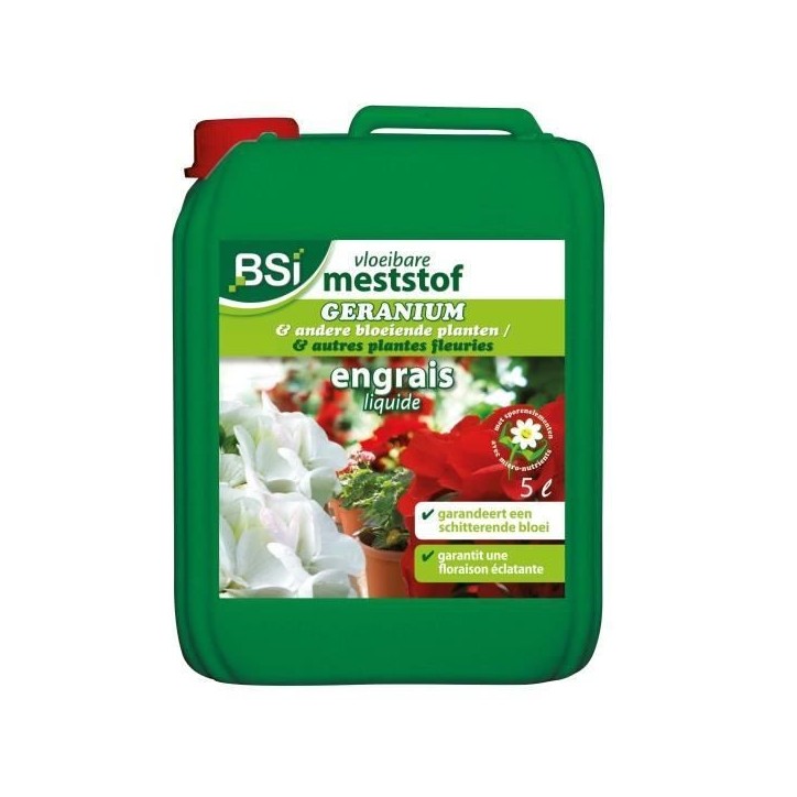 BSI - Engrais Minéral - Liquide - Pour Géranium - Pour Les Especes De Géranium - Oligo-Eléments Solubles Dans l'Eau - 5L