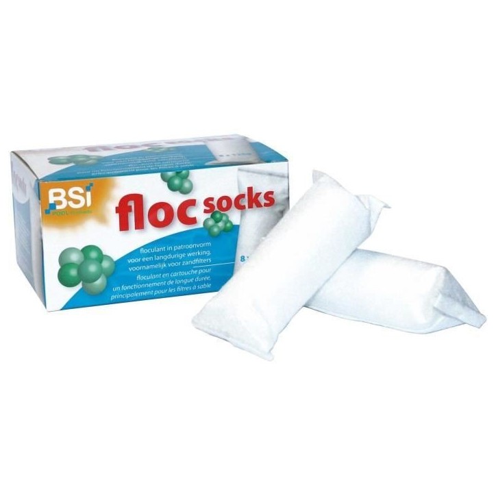 BSI - Floc Socks - Chaussette de Floculation - Floculant pour Piscine - 8 x 125g BSI - Floc Socks - Chaussette de Floculation - Floculant pour Piscine - 8 x 125g