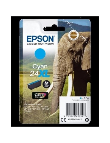 Cartouche d'encre EPSON T2432 XL Cyan - Série Eléphant - Claria Photo HD Ink