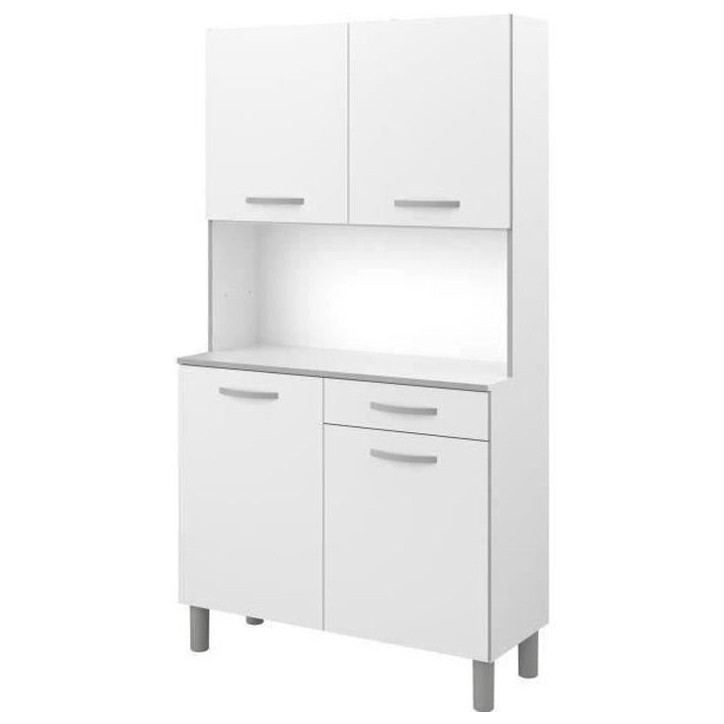 Buffet de cuisine - Blanc - Contemporain - 4 portes - OSLO - L 101 cm Buffet de cuisine - Blanc - Contemporain - 4 portes - OSLO - L 101 cm