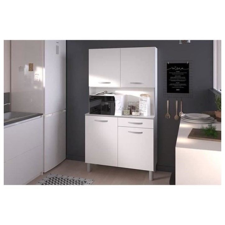 Buffet de cuisine - Blanc - Contemporain - 4 portes - OSLO - L 101 cm Buffet de cuisine - Blanc - Contemporain - 4 portes - OSLO - L 101 cm