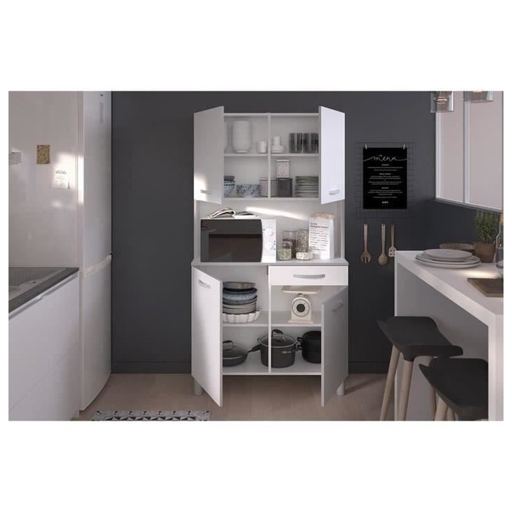 Buffet de cuisine - Blanc - Contemporain - 4 portes - OSLO - L 101 cm Buffet de cuisine - Blanc - Contemporain - 4 portes - OSLO - L 101 cm