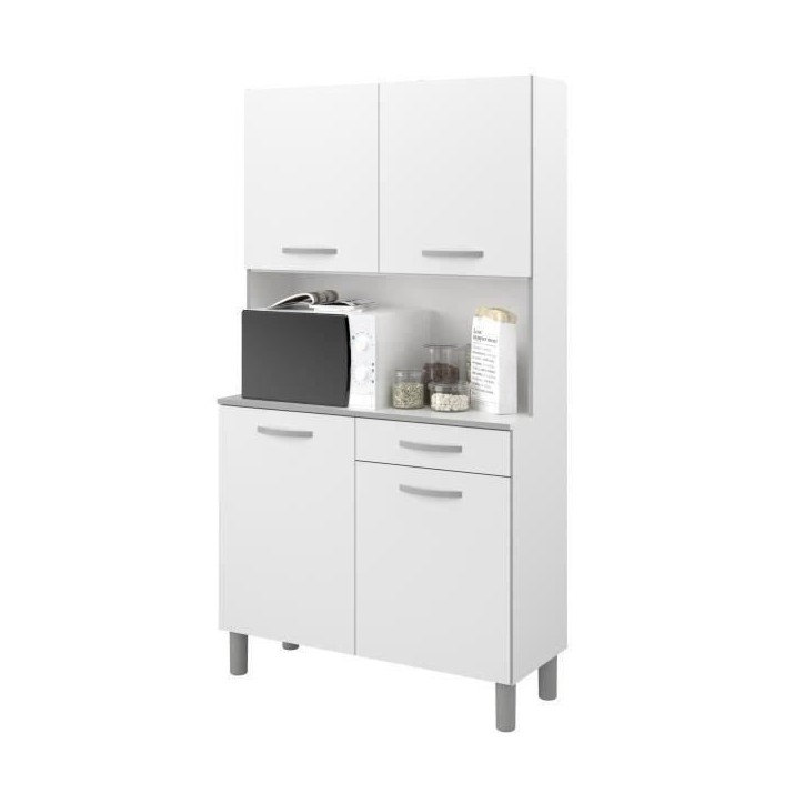 Buffet de cuisine - Blanc - Contemporain - 4 portes - OSLO - L 101 cm Buffet de cuisine - Blanc - Contemporain - 4 portes - OSLO - L 101 cm