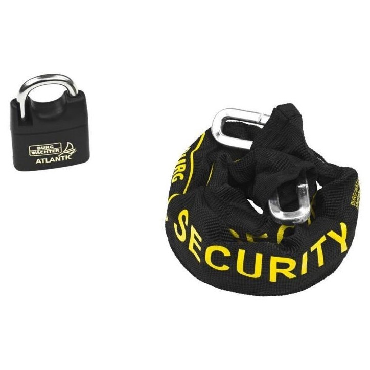 Chaîne antivol - BURG WACHTER - SKM 6/60/NI40 - 60 cm, acier carré cémenté 6 mm, cadenas inox marin