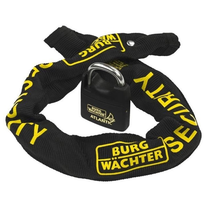 Chaîne antivol - BURG WACHTER - SKM 6/60/NI40 - 60 cm, acier carré cémenté 6 mm, cadenas inox marin