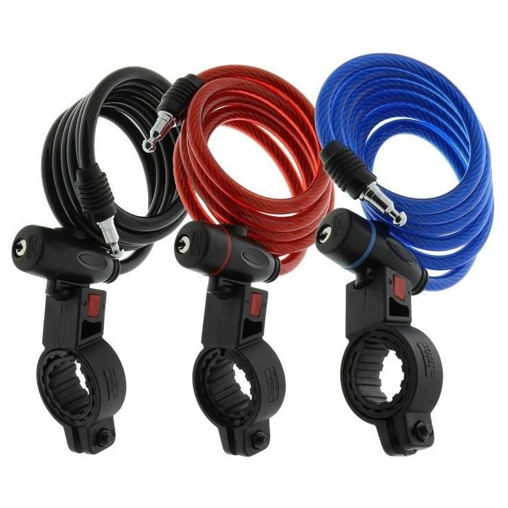 Antivol vélo câble - BURG WACHTER - 1 260 100 - Spirale 100 cm - Acier 8 mm - Avec clé et support