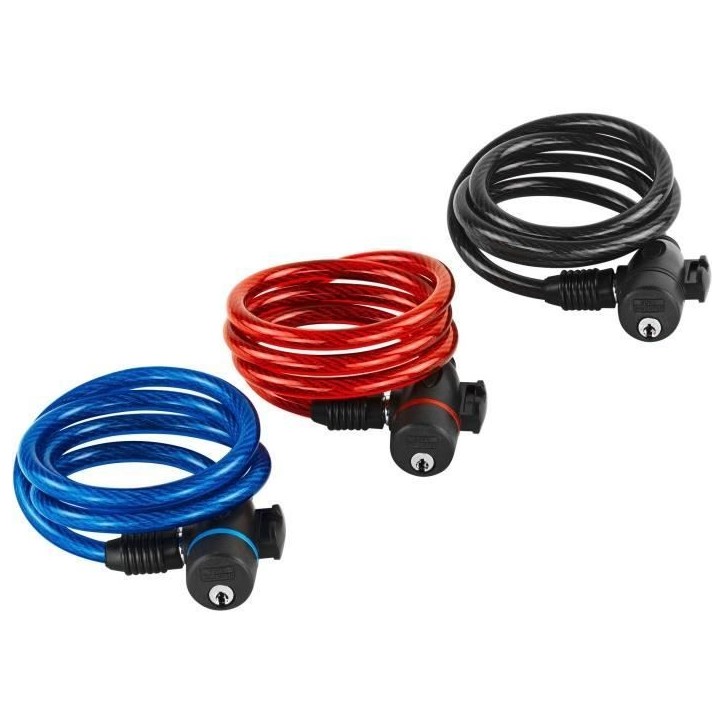 Antivol vélo câble - BURG WACHTER - 1 260 100 - Spirale 100 cm - Acier 8 mm - Avec clé et support