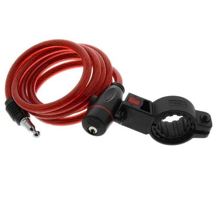 Antivol vélo câble - BURG WACHTER - 1 260 100 - Spirale 100 cm - Acier 8 mm - Avec clé et support