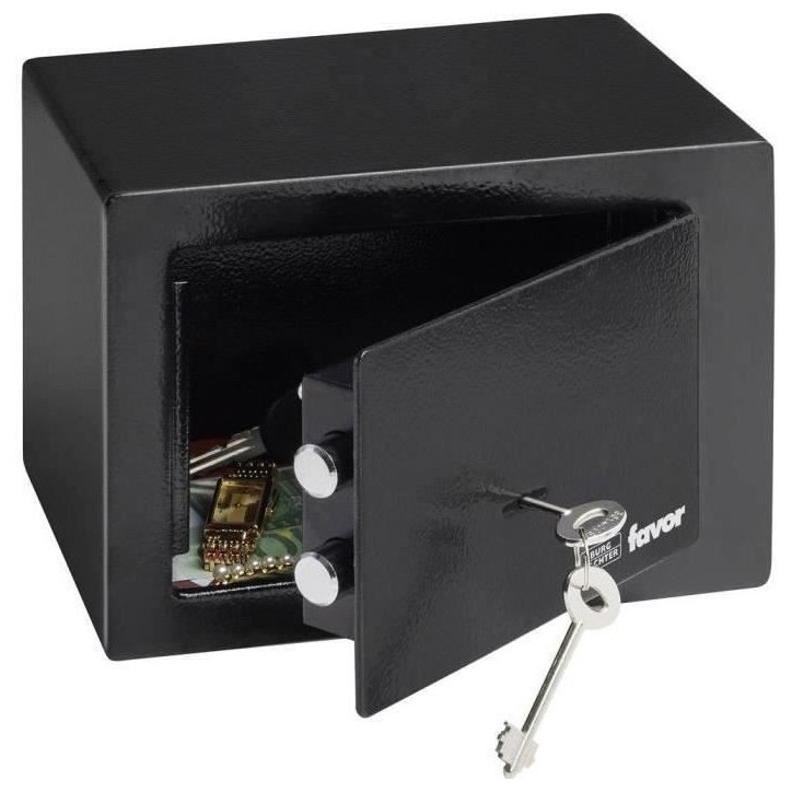 Coffre fort BURG-WÄCHTER Favor S1 K - Serrure a clé double panneton - Noir - 6,6 L - 4 kg