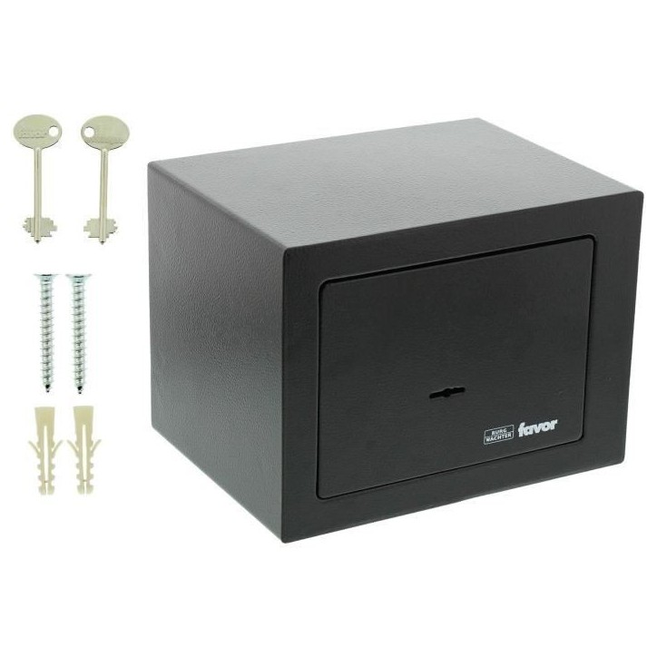 Coffre fort BURG-WÄCHTER Favor S1 K - Serrure a clé double panneton - Noir - 6,6 L - 4 kg