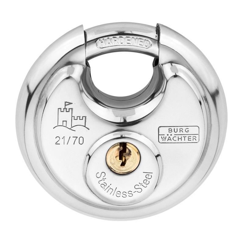 Cadenas cylindrique - BURG WACHTER - 21 70 SB - Acier inoxydable 70 mm Cadenas cylindrique - BURG WACHTER - 21 70 SB - Acier inoxydable 70 mm