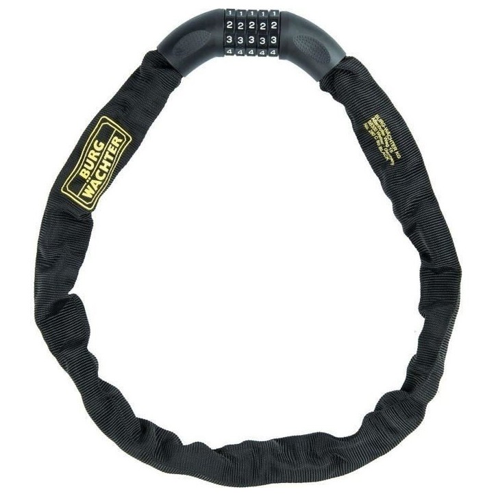 Antivol vélo chaîne - BURG WACHTER - 280 C 90 BLACK - Acier 6 mm, gainé, code