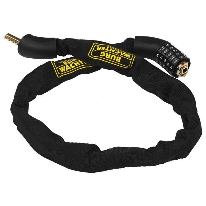 Antivol vélo chaîne - BURG WACHTER - 280 C 90 BLACK - Acier 6 mm, gainé, code