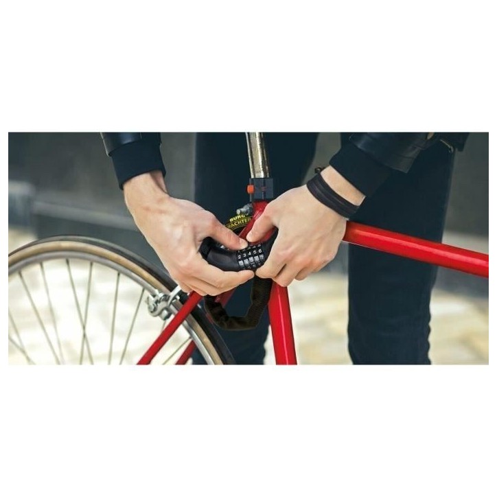 Antivol vélo chaîne - BURG WACHTER - 280 C 90 BLACK - Acier 6 mm, gainé, code