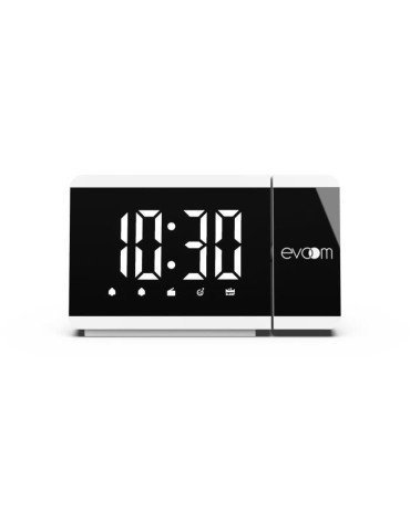Réveil projecteur - EVOOM - EV304588 - Blanc - Radio FM - 2 alarmes - Projection de l'heure