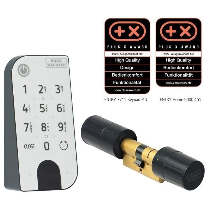Cylindre électronique BURG-WÄCHTER secuENTRY Home 5001 avec clavier Pincode ENTRY - 6 utilisateurs