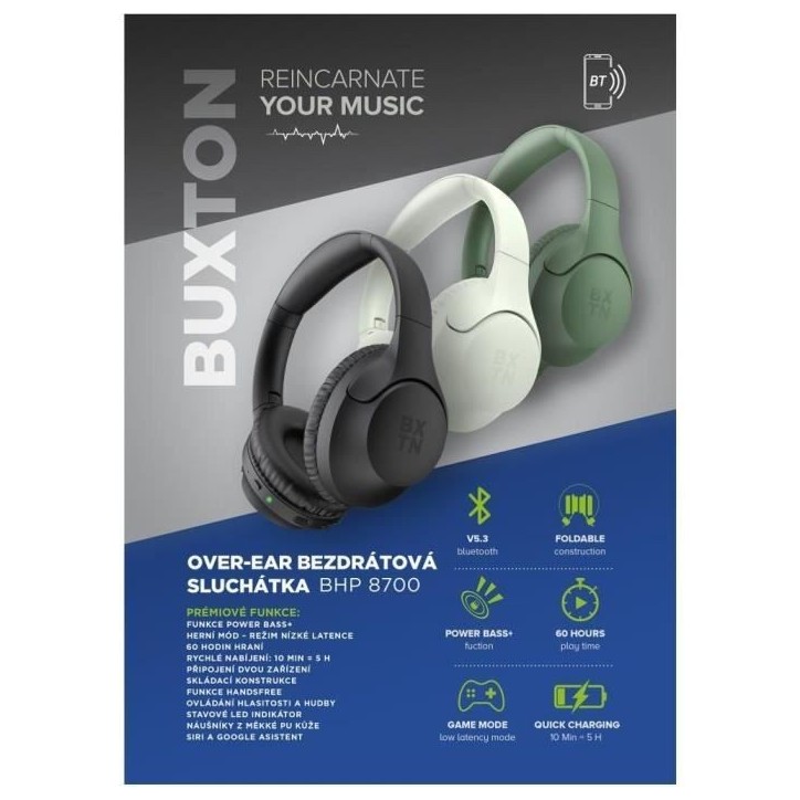 Casque supra-auriculaire sans fil - Buxton - BHP 8700 GREEN Casque supra-auriculaire sans fil - Buxton - BHP 8700 GREEN