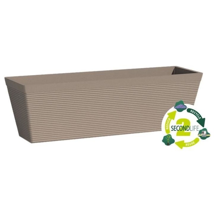Jardiniere - GARDEN ID - Green Care Impact Taupe - 50 x 16 x 16 cm - Garanti 10ans - 100% recyclé - UV/gel résistant