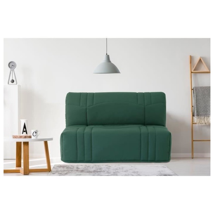 Banquette BZ DREAM - Tissu 100% Coton vert foret - Couchage 140x190 cm - Confort moelleux Banquette BZ DREAM - Tissu 100% Coton vert foret - Couchage 140x190 cm - Confort moelleux