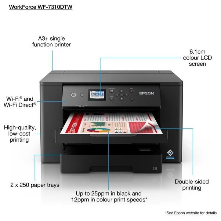Imprimante Monofonction - EPSON WF-7310DTW - Jet d'encre - A3 - Couleur - Wi-Fi