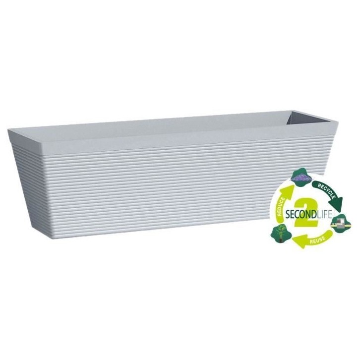 Jardiniere - GARDEN ID - Green Care Impact Bleu-Gris - 50 x 16 x 16 cm - Garanti 10ans - 100% recyclé - UV/gel résistant