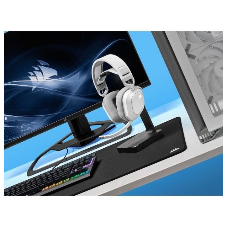 Casque Gaming Sans Fil CORSAIR HS80 RGB Wireless Blanc Son Dolby Atmos Microphone Omnidirectionnel Casque Gaming Sans Fil CORSAIR HS80 RGB Wireless Blanc Son Dolby Atmos Microphone Omnidirectionnel