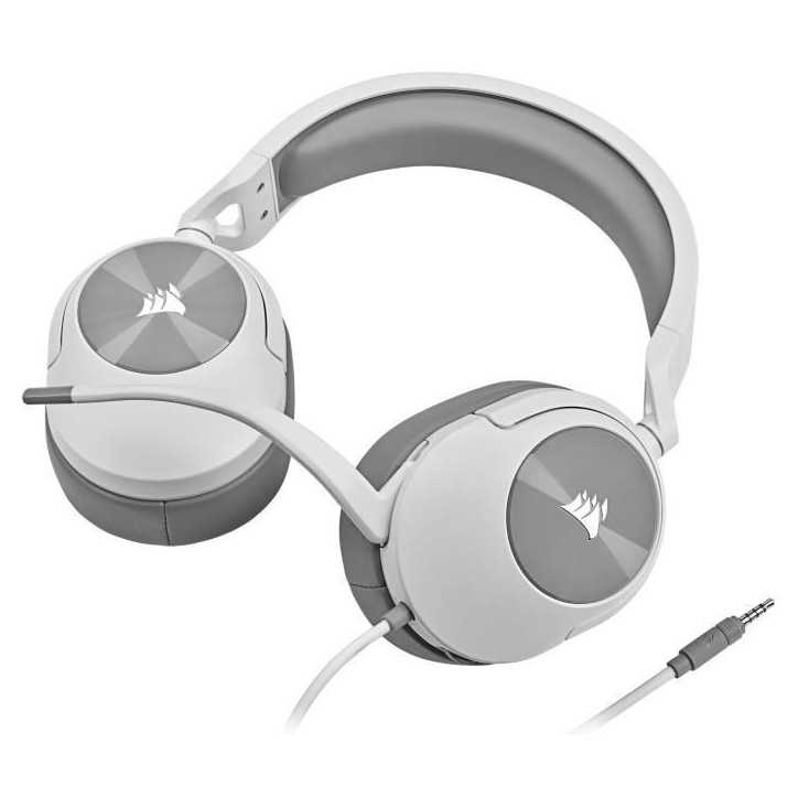 Casque gaming CORSAIR HS55 STEREO - Blanc, Micro-casque filaire jack 3,5mm Casque gaming CORSAIR HS55 STEREO - Blanc, Micro-casque filaire jack 3,5mm