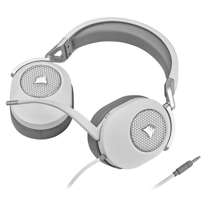 Casque gaming CORSAIR HS65 SURROUND - Blanc, son surround Dolby Audio 7.1 sur PC et Mac Casque gaming CORSAIR HS65 SURROUND - Blanc, son surround Dolby Audio 7.1 sur PC et Mac