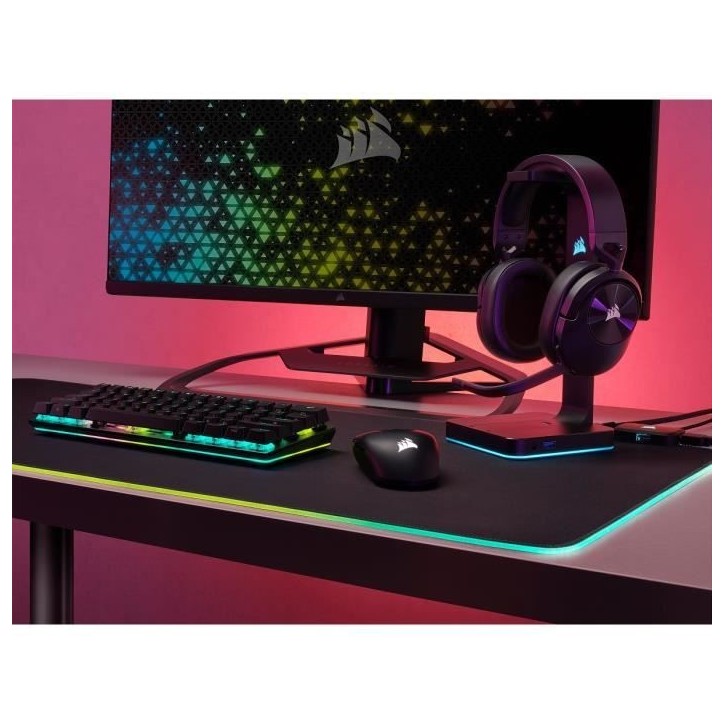 Casque PC Corsair Casque Gaming sans fil HS55 Wireless Carbon, PC et PS5. Casque PC Corsair Casque Gaming sans fil HS55 Wireless Carbon, PC et PS5.