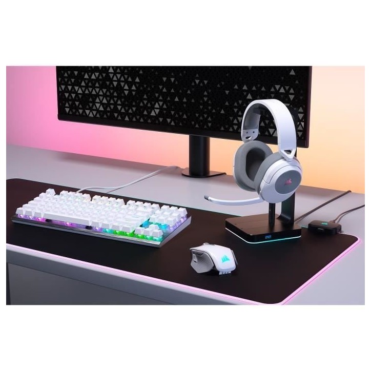 Casque Gaming sans fil CORSAIR HS55 WIRELESS - Son Surround Dolby Audio 7.1 - Blanc Casque Gaming sans fil CORSAIR HS55 WIRELESS - Son Surround Dolby Audio 7.1 - Blanc