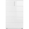 Commode CAPETOWN - Décor blanc brillant - 6 Tiroirs - L80 x H131,5 x