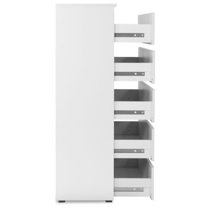 Commode CAPETOWN - Décor blanc brillant - 6 Tiroirs - L80 x H131,5 x P40 cm Commode CAPETOWN - Décor blanc brillant - 6 Tiroirs - L80 x H131,5 x P40 cm
