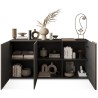 Buffet - VENEZIA - 3 portes - Gris titan mat - Chene Cadiz - 181 x 44