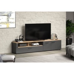 Meuble TV - Esteban - Urbain - En panneaux de particules - Chene blond