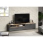 Meuble TV - Esteban - Urbain - En panneaux de particules - Chene blond / gris anthracite mat - 210 x 43 x 41 cm - Trendteam