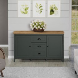 Buffet - Stanton - Vert profond / chene naturel - 2 portes - 3 tiroirs