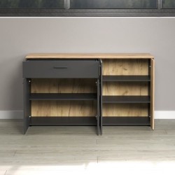 Bahut - Esteban - En panneaux de particules - Chene blond / gris anthr