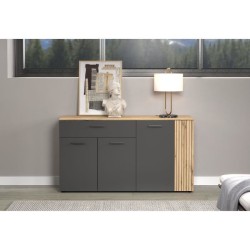 Bahut - Esteban - En panneaux de particules - Chene blond / gris anthr